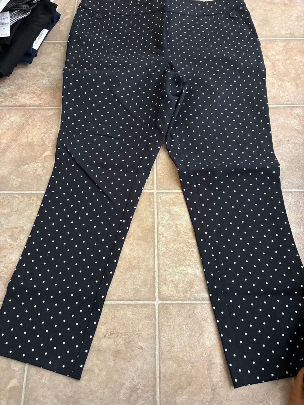 LOFT Black Polka Dot Straight-Leg Jeans Marissa skinny